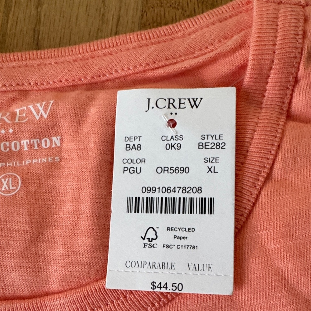 J. Crew Coral Crew Neck Tee brand new with tags - Picture 2 of 5